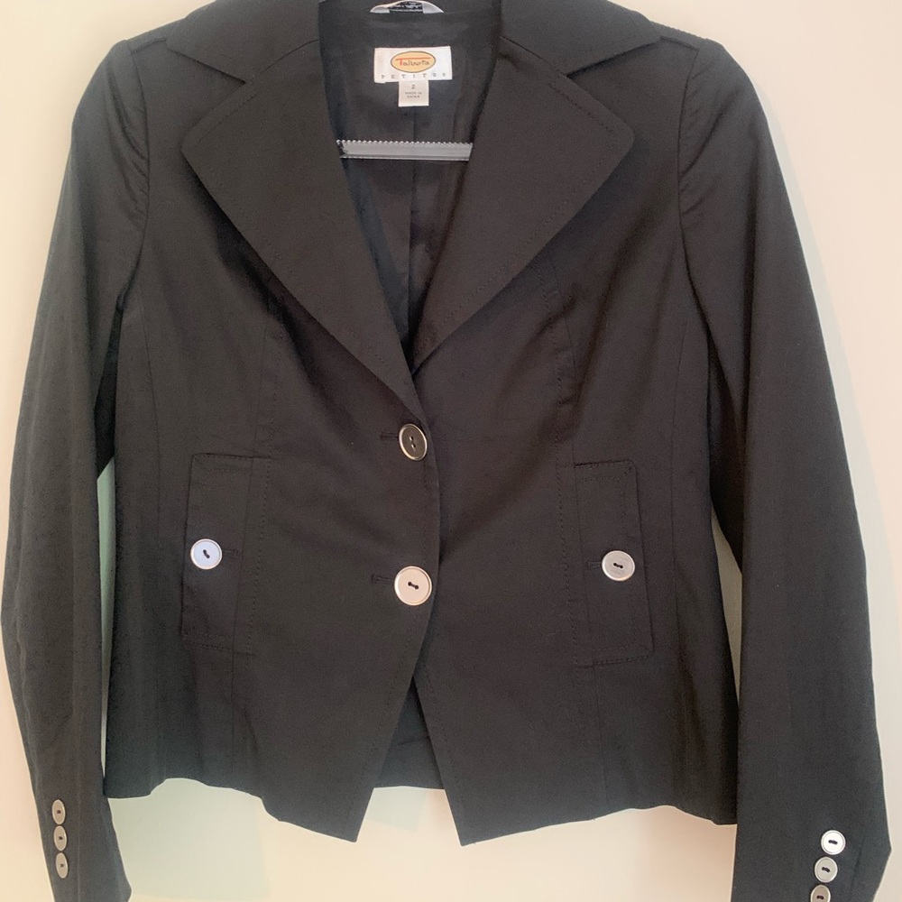 Talbots Petites Stretch Fabric Black Womens Jacket, Size 2